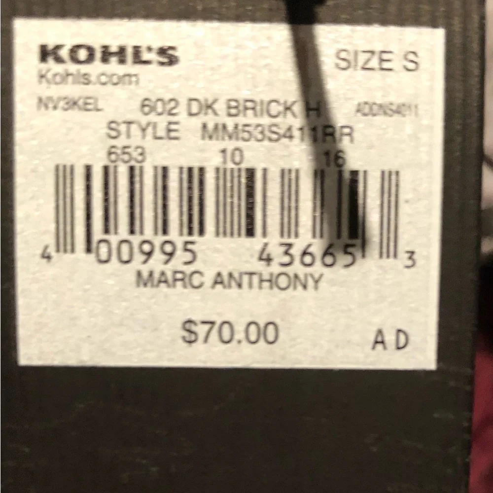 NWT! Marc Anthony Luxury Collection Crewneck Pullover Burgundy & Black Sweater